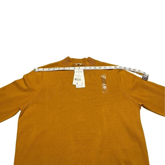 NWT NORTHERN REFLECTIONS Mock Neck Boxy Sweater 100% Cotton Mustard Tan Sz Large - Picture 11 of 12